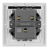 Выключатель двухклавишный c индикатором Мия (белая магнолия) / Stekker RSW10-3102-01