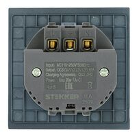 Розетка с заземлением, защитными шторками и USB тип A+C Мия (черный бархат) / Stekker RST16-3119-05