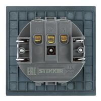 Розетка с заземлением и защитными шторками Мия (черный бархат) / Stekker RST16-3110-05