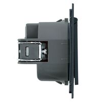 Розетка с заземлением, защитными шторками и крышкой Мия (черный бархат) / Stekker RST16-3112-05