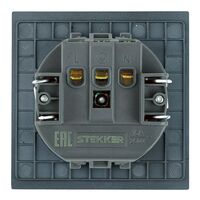 Розетка с заземлением, защитными шторками и крышкой Мия (черный бархат) / Stekker RST16-3112-05