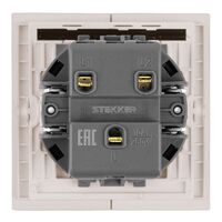 Выключатель двухклавишный c индикатором Мия (пудровый жемчуг) / Stekker RSW10-3102-10