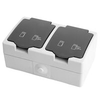 Розетка двойная с заземлением и крышкой Велена (серый/графит) / Stekker PST16-12-54