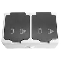 Розетка двойная с заземлением и крышкой Велена (серый/графит) / Stekker PST16-12-54