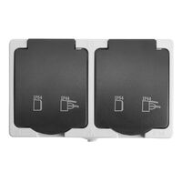 Розетка двойная с заземлением и крышкой Велена (серый/графит) / Stekker PST16-12-54