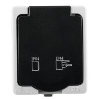 Розетка с заземлением и крышкой Велена (серый/графит) / Stekker PST16-11-54