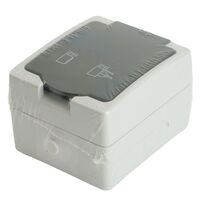 Розетка с заземлением и крышкой Велена (серый/графит) / Stekker PST16-11-54