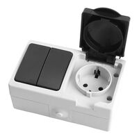 Блок: розетка с/з и крышкой и выключатель двухклавишный Велена (серый/графит) / Stekker PST16-11-54/10-121-54