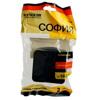 Выключатель двухклавишный с подсветкой София (черный) / Stekker MSW10-21-02