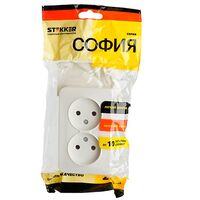 Розетка двойная без заземления София (белый) / Stekker MST10-12-01