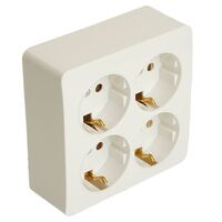 Розетка на 4 гнезда с заземлением, квадрат София (белый) / Stekker MST16-14S-01