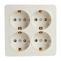 Розетка на 4 гнезда с заземлением, квадрат София (белый) / Stekker MST16-14S-01