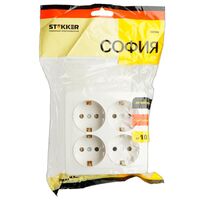Розетка на 4 гнезда с заземлением, квадрат София (белый) / Stekker MST16-14S-01