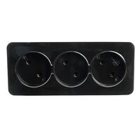 Розетка тройная без заземления София (черный) / Stekker MST10-13-02