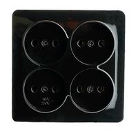 Розетка на 4 гнезда без заземления, квадрат София (черный) / Stekker MST10-14S-02