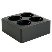 Розетка на 4 гнезда без заземления, квадрат София (черный) / Stekker MST10-14S-02