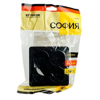 Розетка на 4 гнезда без заземления, квадрат София (черный) / Stekker MST10-14S-02