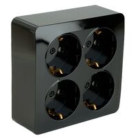 Розетка на 4 гнезда с заземлением, квадрат София (черный) / Stekker MST16-14S-02