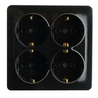 Розетка на 4 гнезда с заземлением, квадрат София (черный) / Stekker MST16-14S-02