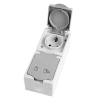 Розетка двойная вертикальная с заземлением и крышкой Велена (серый/графит) / Stekker PST16-12-54V