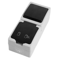 Блок вертикальный: розетка с/з и крышкой и выключатель одноклавишный Велена (серый/графит) / Stekker PST16-11-54V/10-111-54