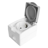 Розетка с заземлением и крышкой Велена (белый/серый) / Stekker PST16-21-54