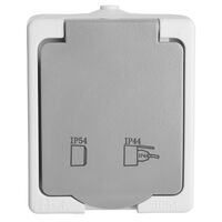 Розетка с заземлением и крышкой Велена (белый/серый) / Stekker PST16-21-54