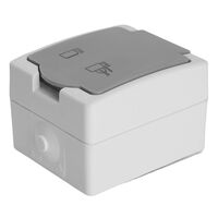 Розетка с заземлением и крышкой Велена (белый/серый) / Stekker PST16-21-54