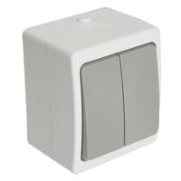 Выключатель двухклавишный Велена (белый/серый) / Stekker PSW10-221-54