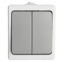 Выключатель двухклавишный Велена (белый/серый) / Stekker PSW10-221-54
