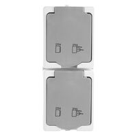 Розетка двойная вертикальная с заземлением и крышкой Велена (белый/серый) / Stekker PST16-22-54V