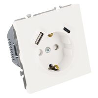 Розетка с заземлением, защитными шторками и USB тип C Эмили (белый фарфор) / Stekker RST16-5119-01
