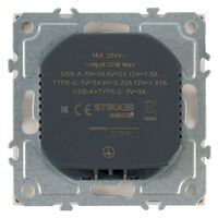 Розетка с заземлением, защитными шторками и USB тип C Эмили (белый фарфор) / Stekker RST16-5119-01