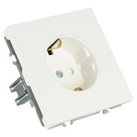 Розетка с заземлением, защитными шторками и СЗК Эмили (белый фарфор) / RST16-5110-01ZK