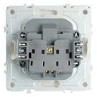 Розетка с заземлением, защитными шторками и СЗК Эмили (белый фарфор) / RST16-5110-01ZK