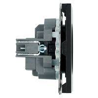 Розетка с заземлением, защитными шторками и СЗК Эмили (черный уголь) / RST16-5110-05ZK