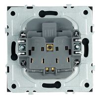 Розетка с заземлением, защитными шторками и СЗК Эмили (черный уголь) / RST16-5110-05ZK