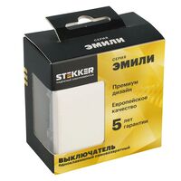 Выключатель одноклавишный самовозвратный Эмили (белый фарфор) / Stekker RSW10-5112-01