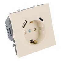 Розетка с заземлением, защитными шторками и USB тип C Эмили (кашемир) / Stekker RST16-5119-08