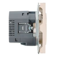 Розетка с заземлением, защитными шторками и USB тип C Эмили (кашемир) / Stekker RST16-5119-08