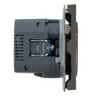 Розетка с заземлением, защитными шторками и USB тип C Эмили (антрацит) / Stekker RST16-5119-09