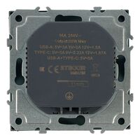 Розетка с заземлением, защитными шторками и USB тип C Эмили (антрацит) / Stekker RST16-5119-09