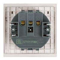 Розетка с заземлением, защитными шторками и крышкой Мия (пудровый жемчуг) / Stekker RST16-3112-08