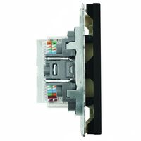 Розетка компьютерная RJ-45 двойная Эмили (черный уголь) / Stekker RST00-5111-05