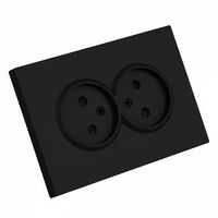 Розетка двойная без заземления с защитными шторками Эмили (черный уголь) / Stekker RST16-5116-05