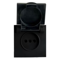 Розетка без заземления, с крышкой и защитными шторками Эмили (черный уголь) / Stekker RST16-5113-05