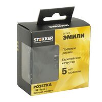 Розетка USB тип A+C Эмили (черный уголь) / Stekker RST10-5115-05