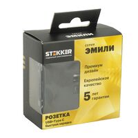 Розетка USB тип A+C Эмили (черный уголь) / Stekker RST10-5115-05