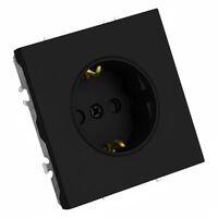 Розетка с заземлением и защитными шторками Эмили (черный уголь) / Stekker RST16-5110-05