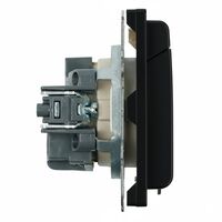 Розетка с заземлением, крышкой и защитными шторками Эмили (черный уголь) / Stekker RST16-5112-05